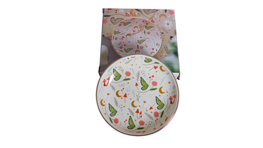 Fairy Folklore Print Trinket Dish on a white background with the original box
