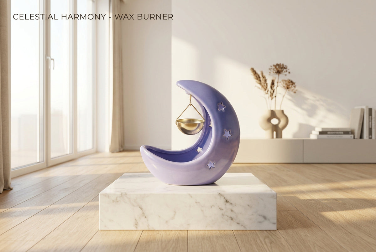 Purple half moon wax burner in the living room