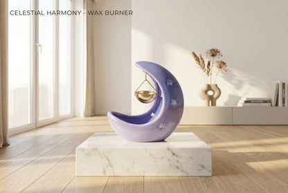 Purple half moon wax burner in the living room