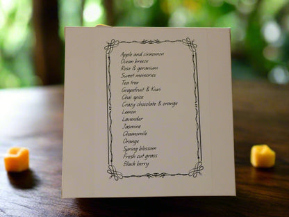 Back of the box with the list of the fragrances included
