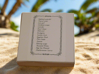 Back of the box with the list of the fragrances included in it.