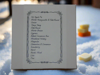 Back of the box with the list of the fragrances included in the box